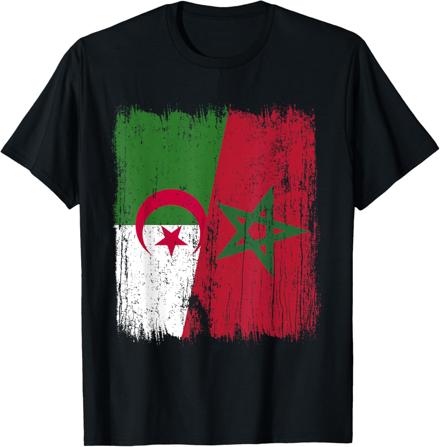 Maillot Algérie Maroc Demi Drapeau Algérien Patrimoine Marocain T-Shirt